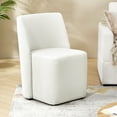 thumbnail image 7 of Upholstered White Dining Chair with Casters Armless Accent Chair with Wheels Dining Room Kitchen, 7 of 7