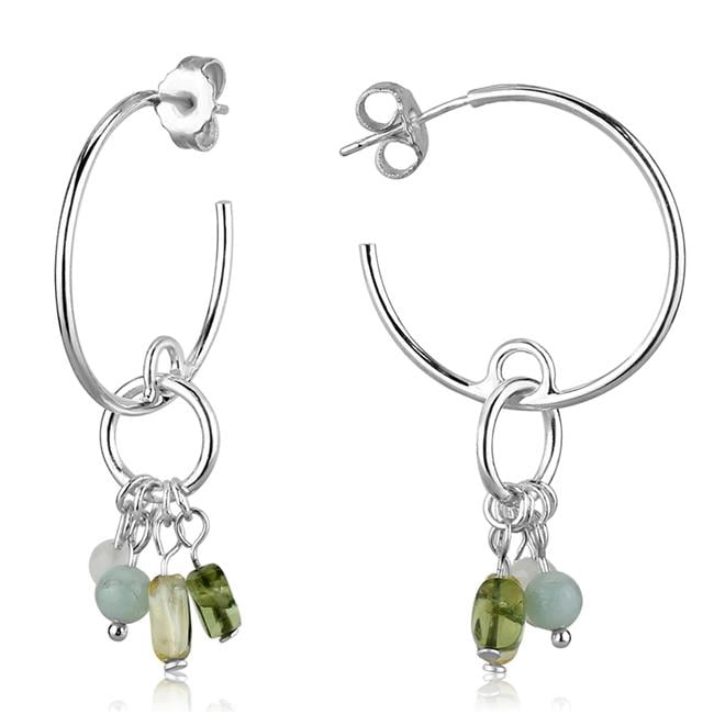 Alamode LOS788 Femmes Argent 925 Boucles d'Oreilles en Argent Sterling avec Synthétique en Couleur Multi