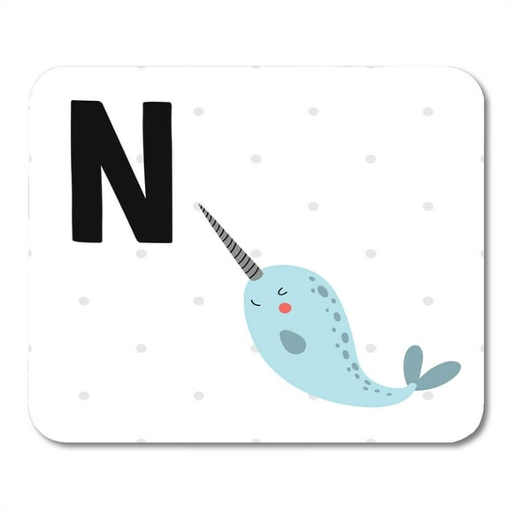 POGLIP Book ABC Cute Alphabet with Letter N for Narwhal Baby Cartoon Mousepad Mouse Pad Mouse Mat 9x10 inch