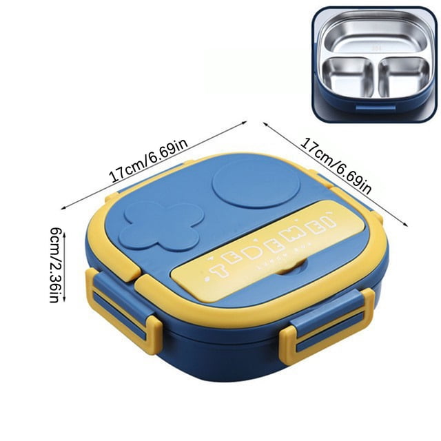Stainless Steel Lunch Box Outdoor Tableware 304 Portable Stainless Steel Lunch Box Dinner Childrens Robot Shaped Lunch Box with Portable Three Spaces Lunch Box Stainless Steel