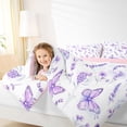 thumbnail image 3 of Erosebridal Purple Floral Lavender 7-Piece Bedding Comforter Set,Cute Butterfly Flying Animals King Bedding Sets For Girly,Reversible, 3 of 7
