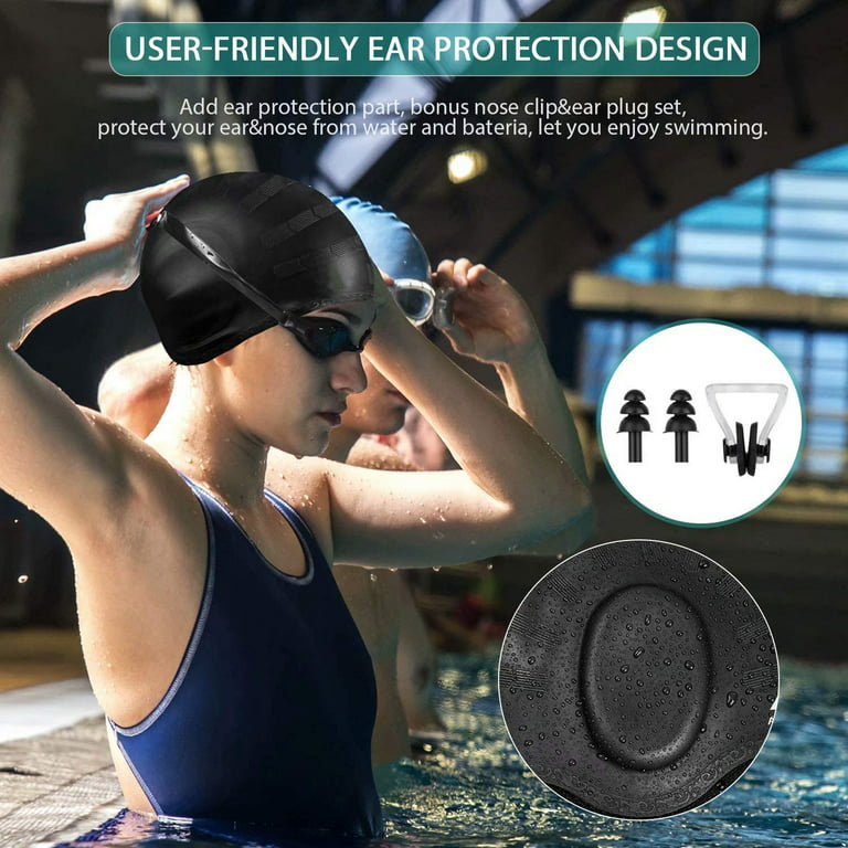 Unisex Kids Swimming Cap 3d Ear Protection Silicone Swimming Cap