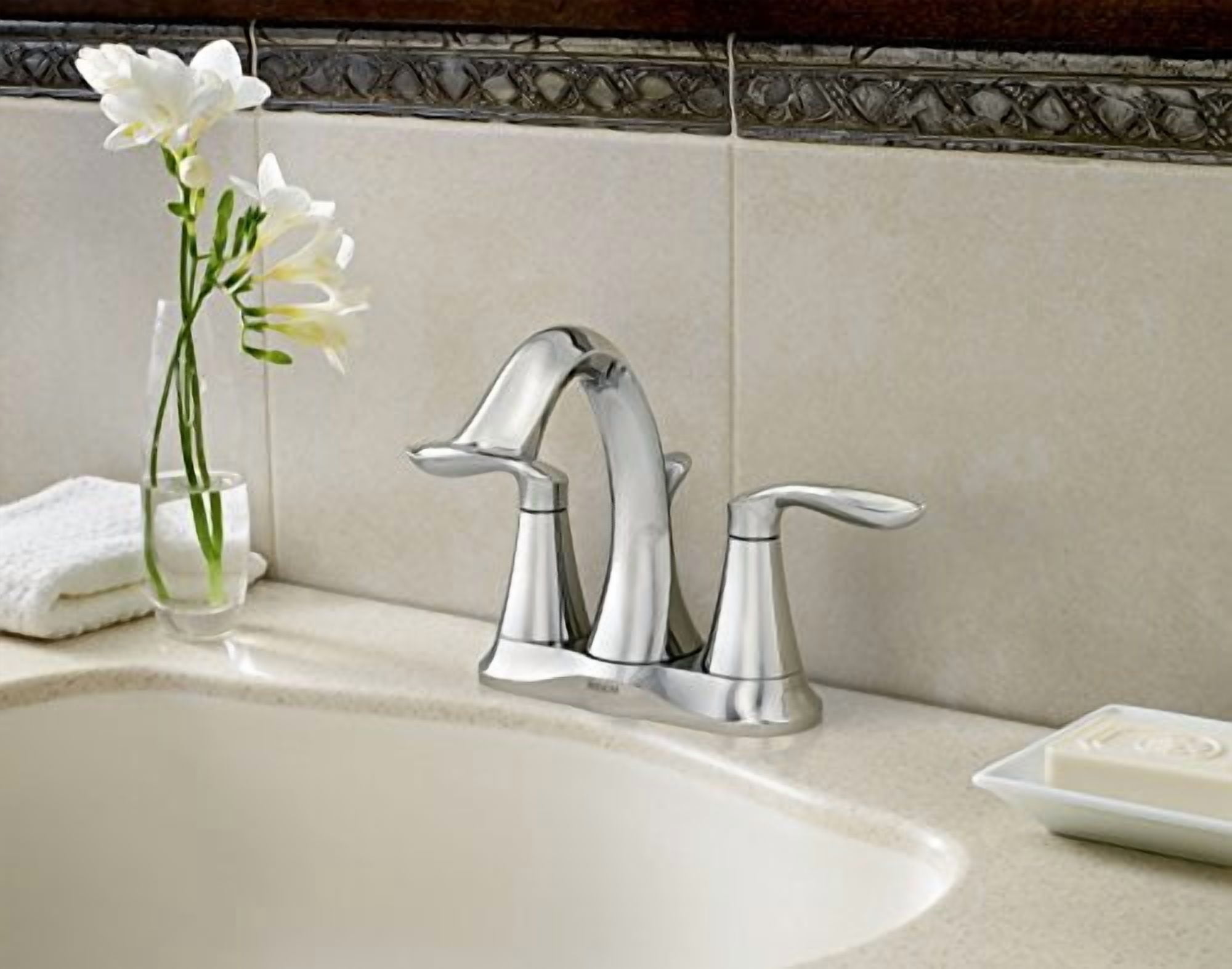 Moen 6410 Eva Two-Handle High Arc Bathroom Faucet
