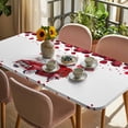 thumbnail image 3 of Valentine's Day Table Cloths for 4 Foot Rectangle Tables, Red Truck Roses Romantic Love Heart Sweet Patio Waterproof Elastic Fitted Tablecloths, Washable Rectangular Table Cover for Camping, 3 of 8