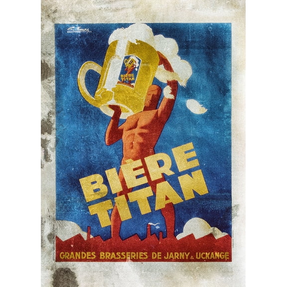 [UNFRAMED] Vintage Bire Titan Beer Advertising Poster - Art Deco Wall Decor for a Modern Bar or Game Room
