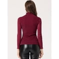thumbnail image 4 of Camisa de manga larga brillante Gilitter de malla para mujer Top de fiesta delgados Rojo L, 4 of 5