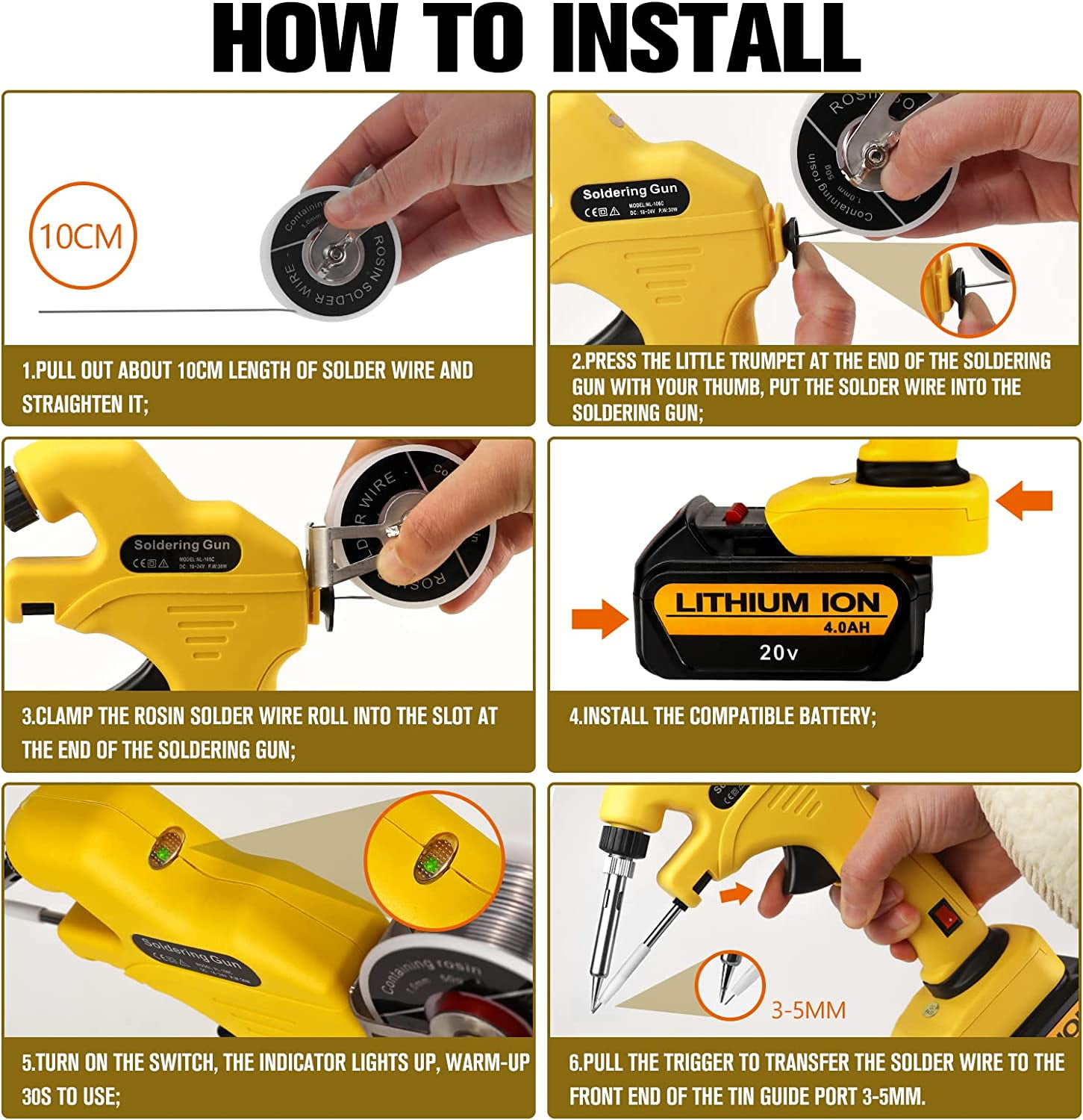 Ecarke Cordless Soldering Iron Gun Electric for Dewalt Soldering Iron Welding Assembly (Tool Only)