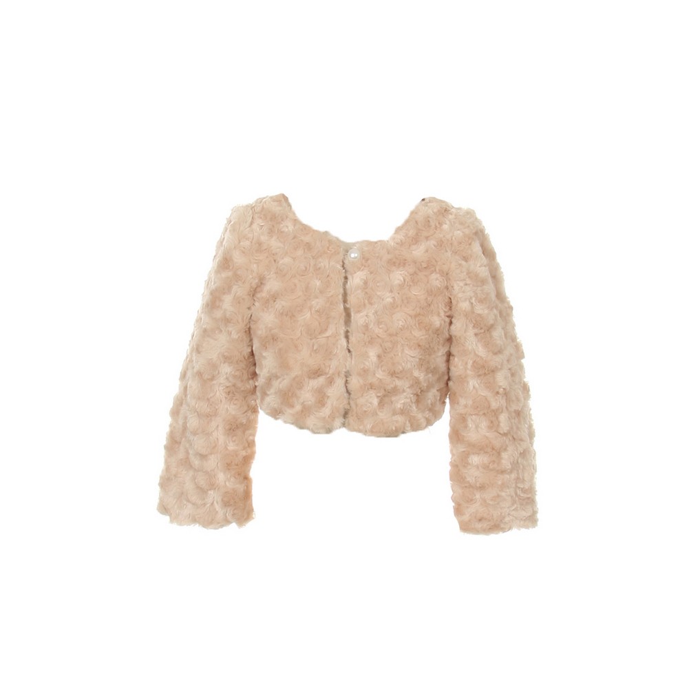 Kids Dream Big Girls Taupe Faux Long Sleeve Pearl Bolero Jacket 12