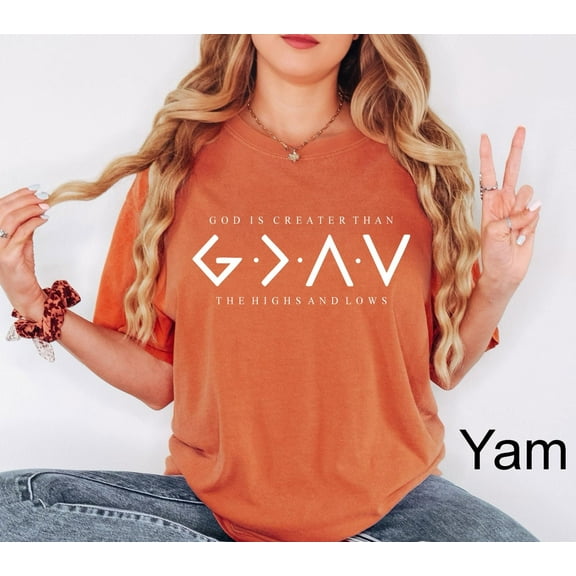 Velto Religious Shirt, Jesus Shirt, God Is Greater Than The Higher And Lows, Christian Tee, Faith Tee, Bible Verse All Size S-5XL