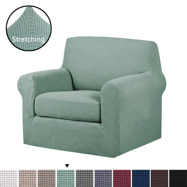 H.VERSAILTEX 2Piece Jacquard Spandex Armchair Stretch Slipcover, Cyan