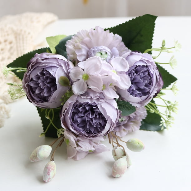ramos de flores artificiales, hortensias, peonías, bayas, combinación, decoración para bodas y el hogar, flores falsas
