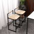 thumbnail image 5 of TesNus Bar Stools 32.48" H Natural Paper Rope Seat With Back Black Metal Frame Set Of 2 For Dining Room, 5 of 9