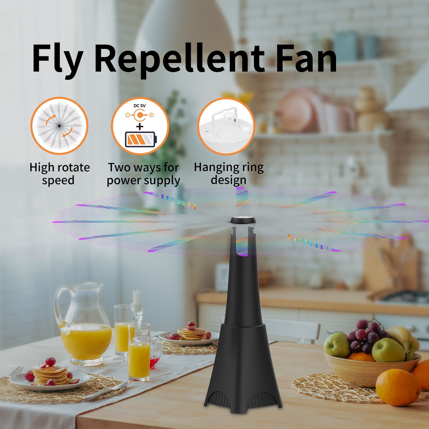 Battery Powered Fly Fan SIMIN 2-Pack Outdoor Table Fly Fans - Battery ...