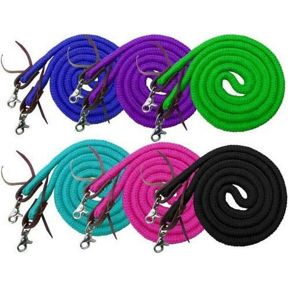 Showman 8' Braided Cotton Barrel Reins w/ Scissor Snap Ends (Black)