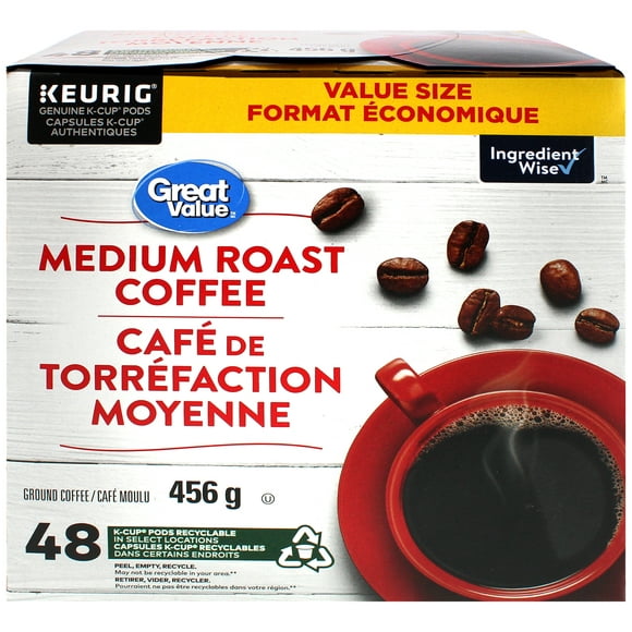 Great Value Medium Roast Coffee, 48 count