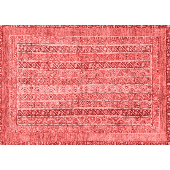 Ahgly Company Indoor Rectangle Abstract Red Modern Area Rugs, 3' x 5'