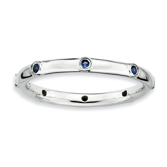 Created Sapphire Sterling Silver Ring