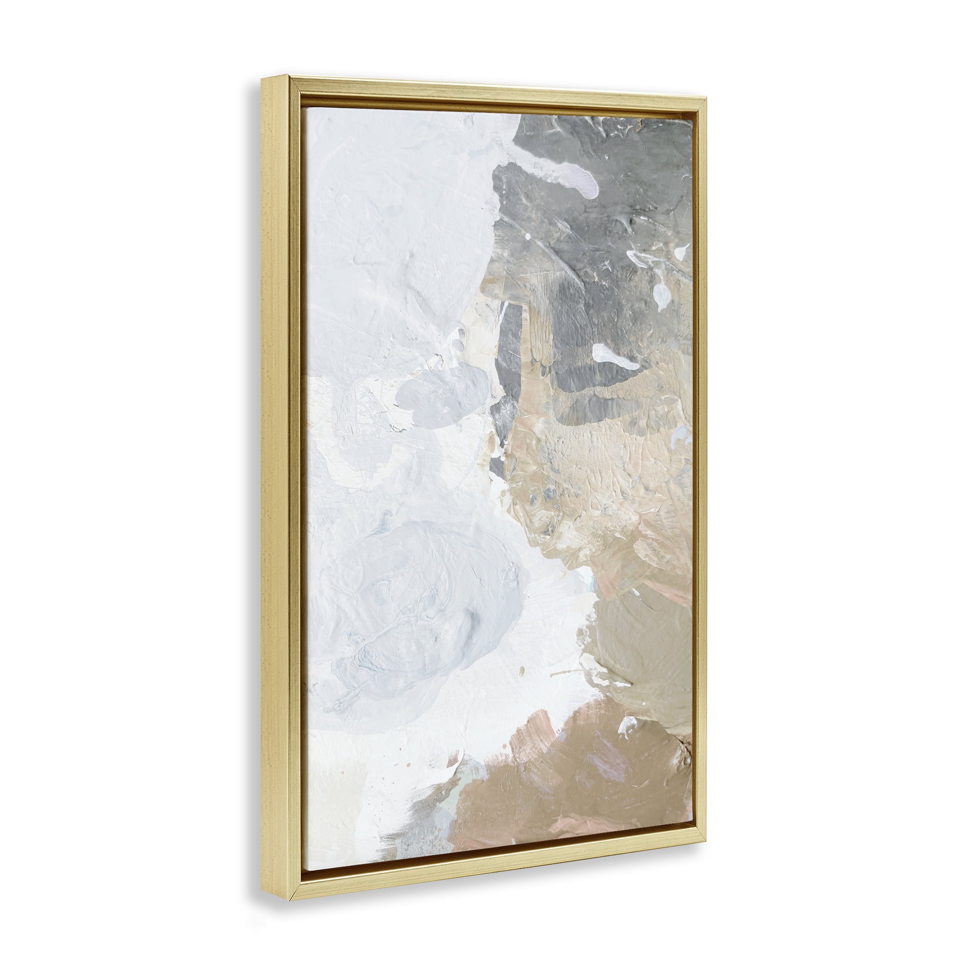 Stupell Industries Abstract Portrait Illusion Abstract Painting Gold Floater Framed Canvas Art Print Wall Art, 21 x 31
