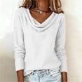 thumbnail image 5 of Women's Long Sleeve Round Neck Top with Pleated Collar and Linen Material for Casual Style, 5 of 8