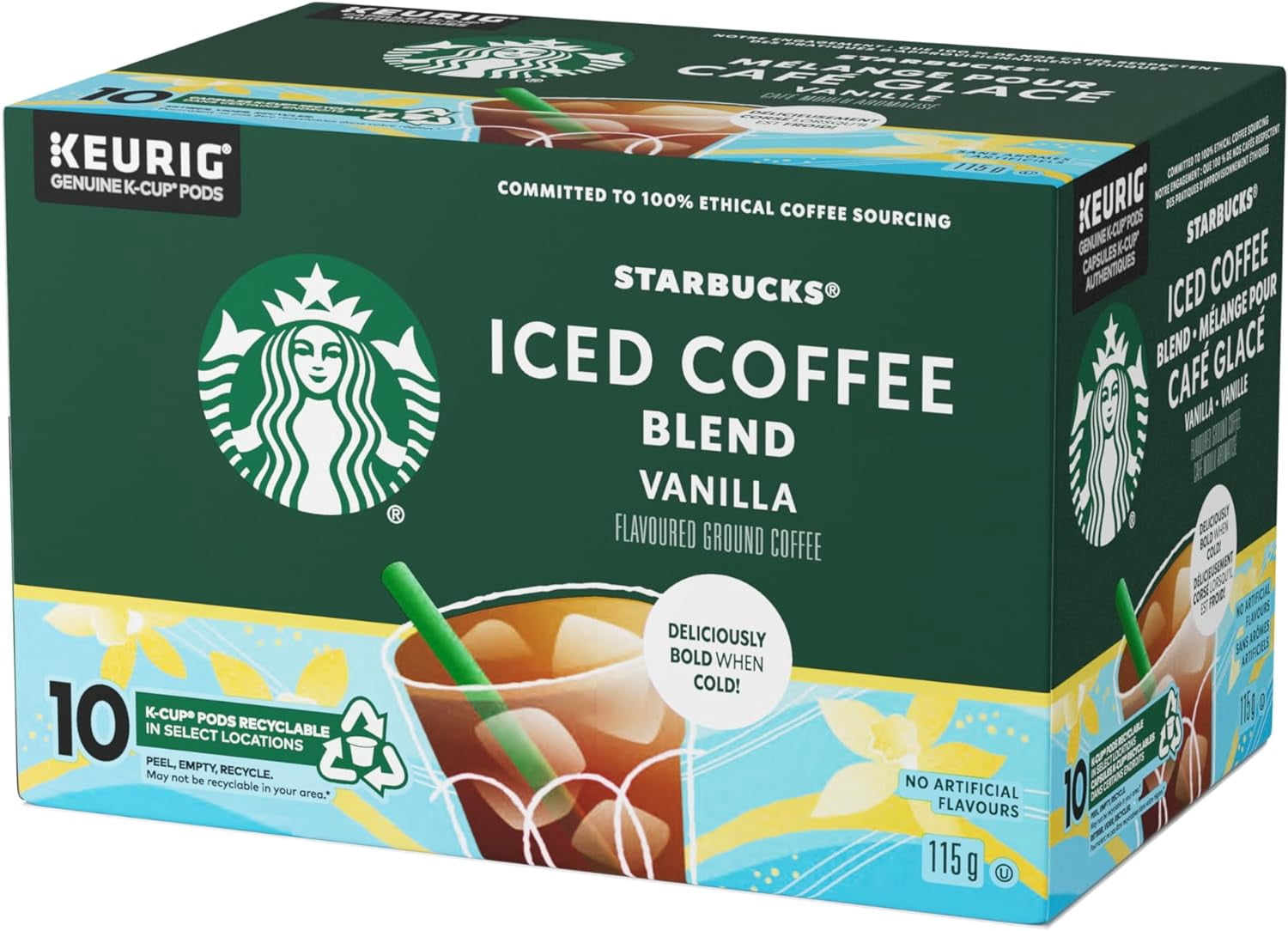 Starbucks Iced Coffee Blend Vanilla, K-Cups, 115g/4 oz., 10 ct. Box