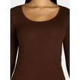 thumbnail image 2 of No Boundaries Scoop Neck Everyday Tee with Long Sleeves, 1 and 3 Pack, Women's, 2 of 5