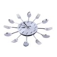 thumbnail image 3 of LAFGUR Large 3D Mirror Surface Silver Modern Design Cutlery Kitchen Utensil Spoon Fork Wall Clock DIY, Spoon Fork Clock, Kitchen Utensil Wall Clock, 3 of 9