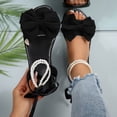 thumbnail image 2 of Xfvqtps Women Flat Sandals with Pearl Bowknot Straps Lace up Open Toe Non Slip for Summer Casual and Dressy Outfits, 2 of 9