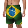 thumbnail image 5 of Mens Swim Trunks Brazilian Flag Quick Dry Board Shorts with Compression Liner, 5 of 6