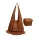 thumbnail image 3 of Bolso estilo hobo con flecos, bolso de hombro, bolso de trabajo holgado, bolso para debajo del brazo, bolso de hombro grande Marrón, 3 of 8