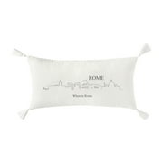 Personalized Rome Cityscape Lumbar Throw Pillow with Tassels