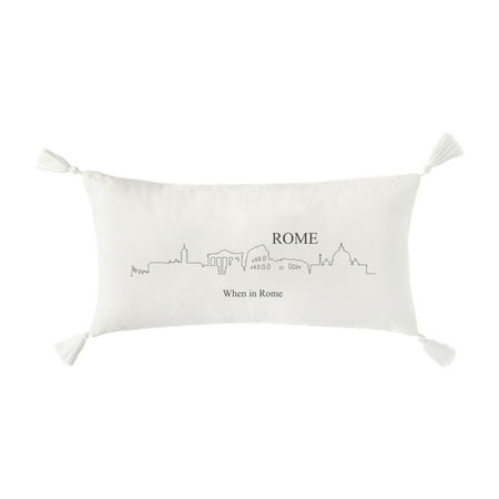 Personalized Rome Cityscape Lumbar Throw Pillow with Tassels