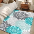 thumbnail image 4 of Turquoise Grey Sunflowers Area Rugs 4'x6', Washable Small Throw Rugs for Office Bathroom, Boho Rustic Floral Vintage Blossom Indoor Outdoor Rug Non-Slip Low Pile Carpet Runner Reversible Floor Mats, 4 of 8