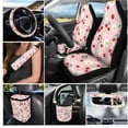 thumbnail image 2 of Jeiento Cherry 15 Piece Car Seat Covers Full Set Daisy Steering Wheel Cover Safe Belt Pads Trash Bin Rearview Mirror Cover Coasters Keychain Car Vent Organizer Pink Car Decoration for SUV Sedan, 2 of 7