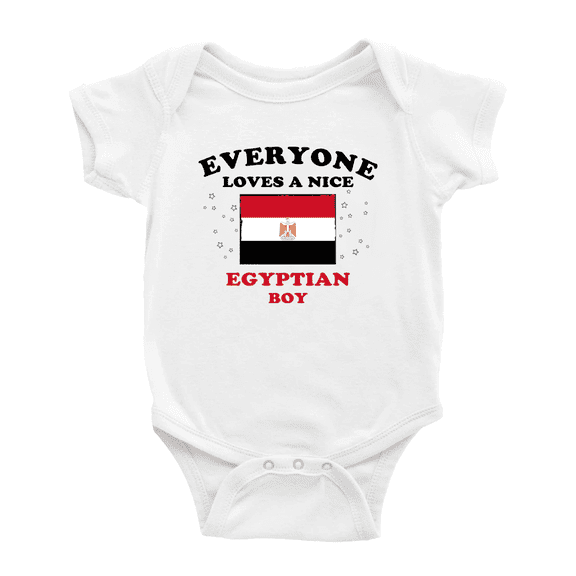 Everyone Loves a Nice Egyptian Boy Baby Bodysuits (White, 6-12 Months)