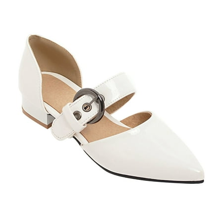 

Fesfesfes Summer Slandals for Women Patent Leather Imitation Pigskin Low Heels Ladies Summer Sandals Size 35-43