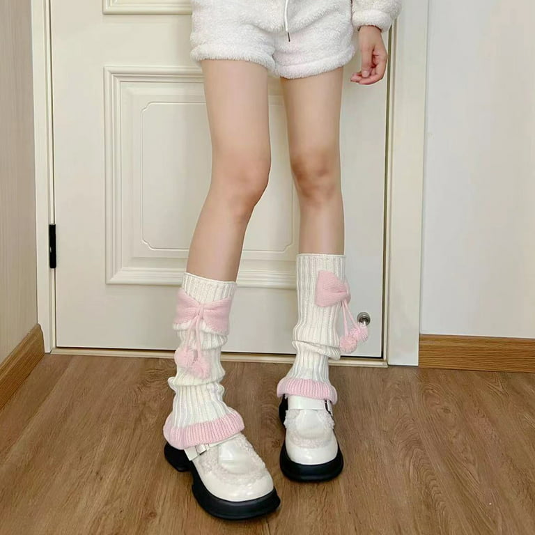 Aunavey Kawaii Leg Warmer Fuzzy Fluffy Socks with Bow Cartoon Cosplay Leg  Warmer Long Socks for Women Girls