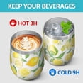 thumbnail image 4 of 12oz Stemless Wine Tumblers Lemon Vacuum Insulated Stainless Steel Travel Tumbler Cups Mug with Lid and Straw for Champaign,Cocktail,Beer with Cleaning Brush, 4 of 5