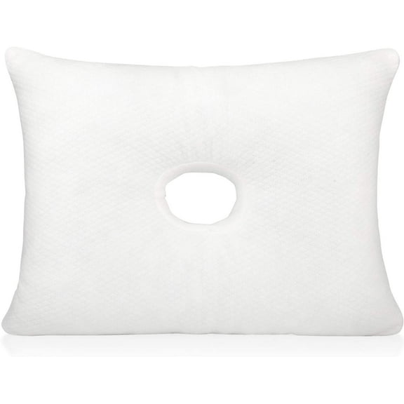 Firm Memory Foam Pillow with an Ear Hole - 2 Pillowcases - Helps Reduce Ear Pain from CNH, Pressure Sores, Post Ear Surgery, Ear Pain or Ear Plugs - Non-Adjustable