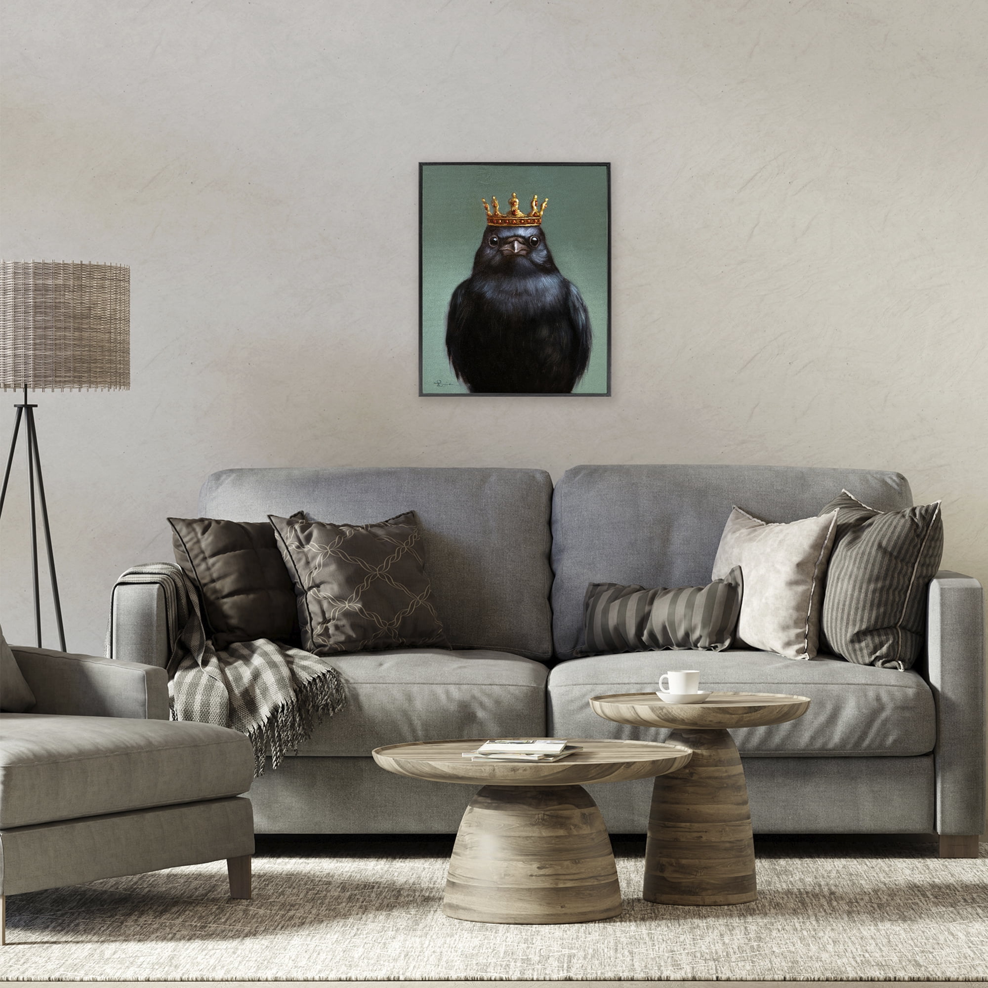 King Crow Portrait Black Framed Giclee Art, design by Lucia Heffernan