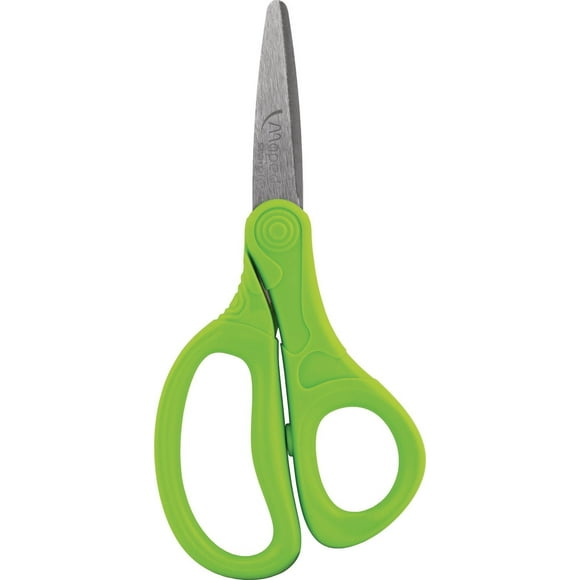 Maped ciseaux Essentials Kids, Lames 5 pouces, bouts pointus, anneaux ambidextres, Vert 5'' - Pointus- Vert