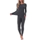 thumbnail image 2 of INSPIRAR CHIC Conjuntos de Ropa Interior Térmica para Mujeres con Aberturas para el Pulgar, Manga Larga con Leggings, Conjunto de Pijamas de Capa Base para Invierno en Color Gris, 2 of 6