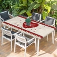 thumbnail image 2 of Red Valentine's Day Table Cloths for 6 Foot Rectangle Tables, Love Heart Roses Romantic Rustic Patio Waterproof Elastic Fitted Tablecloths, Washable Rectangular Table Cover for Camping, 2 of 8