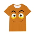 thumbnail image 2 of Blusas y camisas de manga corta con cuello redondo para niños y niñas, color liso, con estampado de expresión linda, manga corta, holgadas y cómodas, blusa para niña, 2 of 6