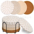 thumbnail image 2 of Bebida Mesa de Café 8 Piezas Absorbente Bebida Estilo Boho Conjuntos Mesa de Madera de Color Sala de Estar, 2 of 8