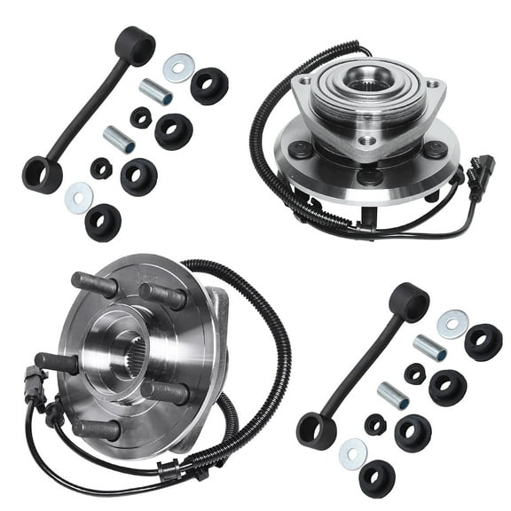 Detroit Axle 513270 Front Wheel Bearing Hub Assembly Set [5 Bolt]   Sway Bar Links - 4pc