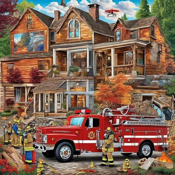 Wooden Jigsaw Puzzles for Adults300 Pieces Firefighter Jigsaw Puzzles Home Decor Educational Multicolored