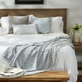 thumbnail image 2 of Blue and White Chevron Patterned Rectangular Plush Polyester Decorative Throw 50" x 60", 2 of 3
