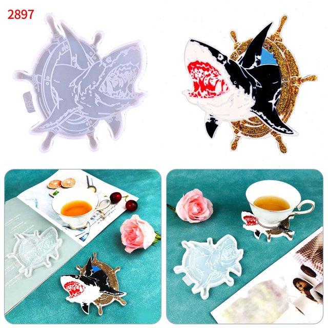 Posavasos de tiburón de fundición de resina perfecl decorativo reutilizable