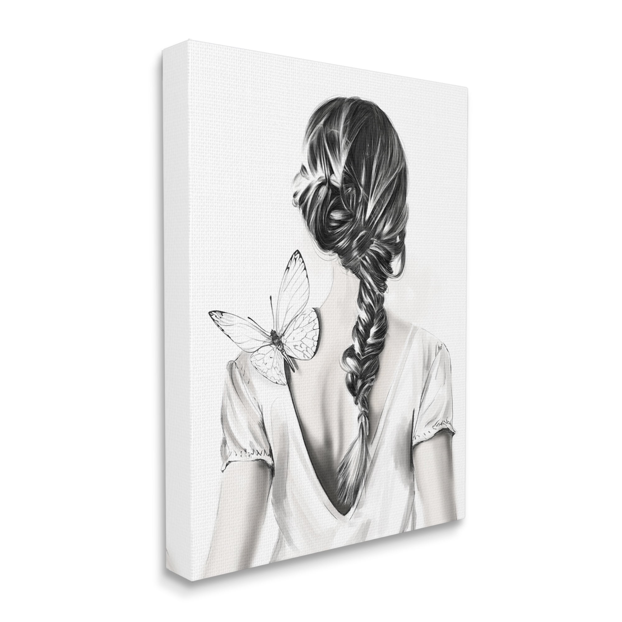 Stupell Industries Butterfly on Girl's Back Animals & Insects Painting Gallery Wrapped Canvas Print Wall Art, 30 x 40