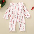 thumbnail image 3 of Pandaie Baby Boys and Girls Christmas Holly Print Long Sleeve Jumpsuit Ruffle Shoulder Bow Winter Newborn Romper Outfit White,6-9 Months, 3 of 8